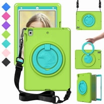 Dteck Case for iPad 9th Generation, iPad 8th/ 7th Generation Case, iPad 10.2-inch Case 2021/ 2020/ 2019, Heavy Duty Case for Kids with Screen Protector Stand Hand & Shoulder Strap,Grassgreen