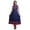 Blue, variant on Bimba Navy Blue Leaves Anarkali Dress Mandarin Collar Sleeveless Kurtis for Women Print Maxi Dress XX-Large