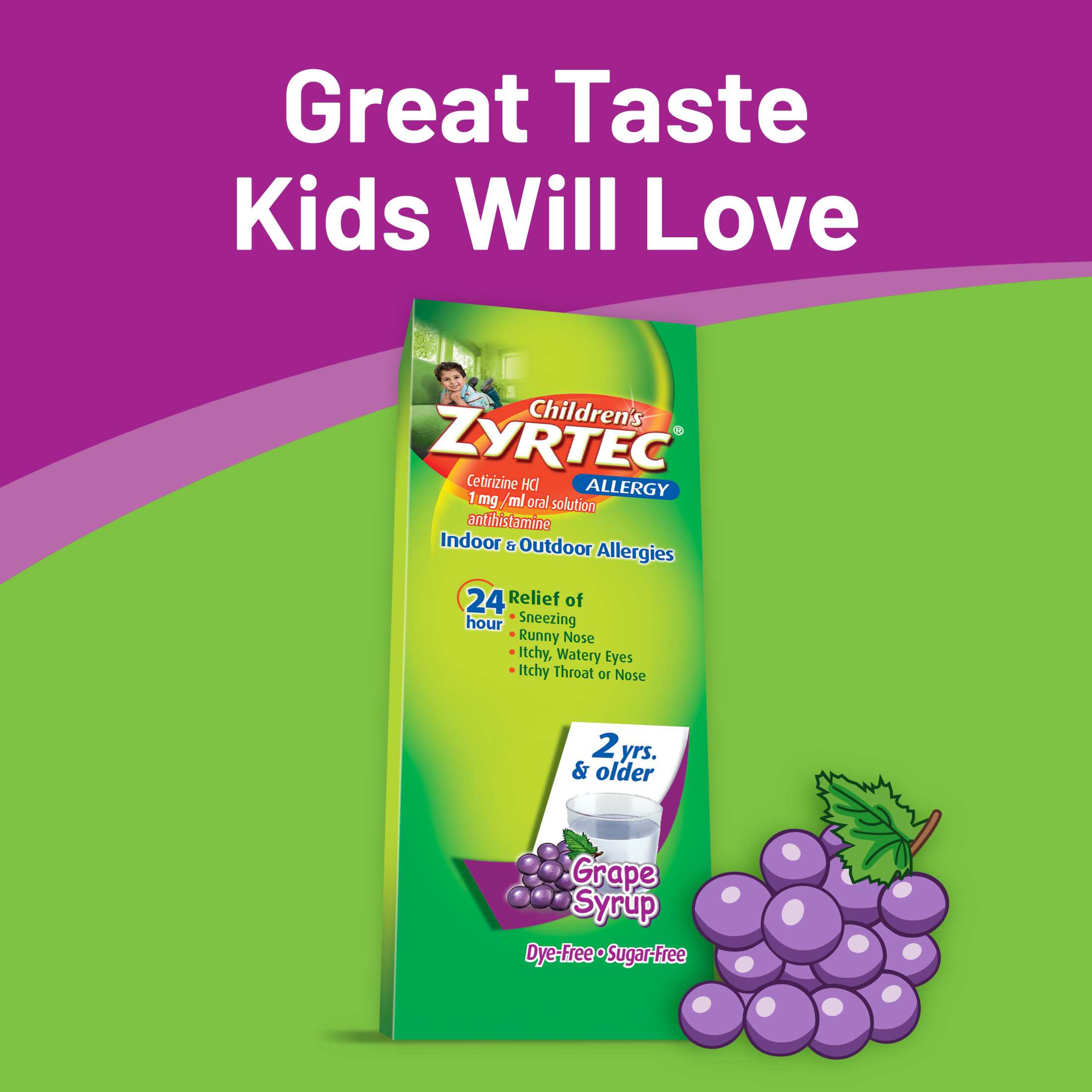 Children's Zyrtec 24 Hour Allergy Relief Syrup, Grape Flavor, 4 fl. oz - image 5 of 9