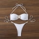 thumbnail image 1 of Trajes de baño Amzcrzy Tankini para mujer, trajes de baño, traje de baño de control de abdomen, bikini para mujer con tirantes ajustables y abertura, conjunto de traje de baño blanco, L, 1 of 3