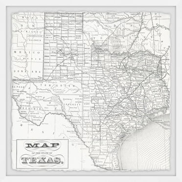 Marmont Hill Vintage Map of the State of Texas Framed Wall Art, 12" x 12"