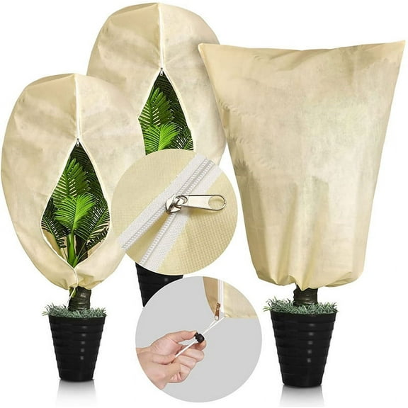 Plant Frost Protection Cover Winter Cold Protection for Plants Nonwoven Fabric Tree and Shrub Freeze Guard (White,80cm*100cm（Drawstring Lock）)