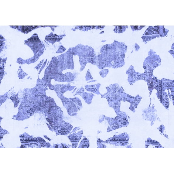 Ahgly Company Machine Washable Indoor Rectangle Abstract Blue Modern Area Rugs, 3' x 5'