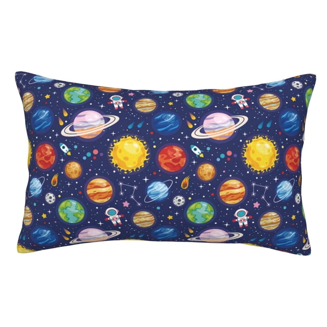 Fotbe Space Planet Funda de Almohada Decorativa Estilo Occidental, Lujo en Algodón, Fundas para Almohadas King, Cojín Estampado para Decoración del Hogar-16"x24"