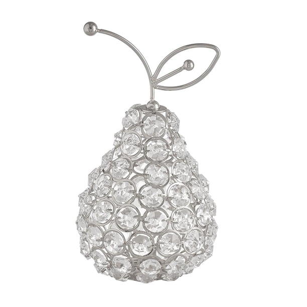 Adornos de frutas de cristal con diamantes de imitación hechos a mano coleccionables para decoración de escritorio Pera de plata A