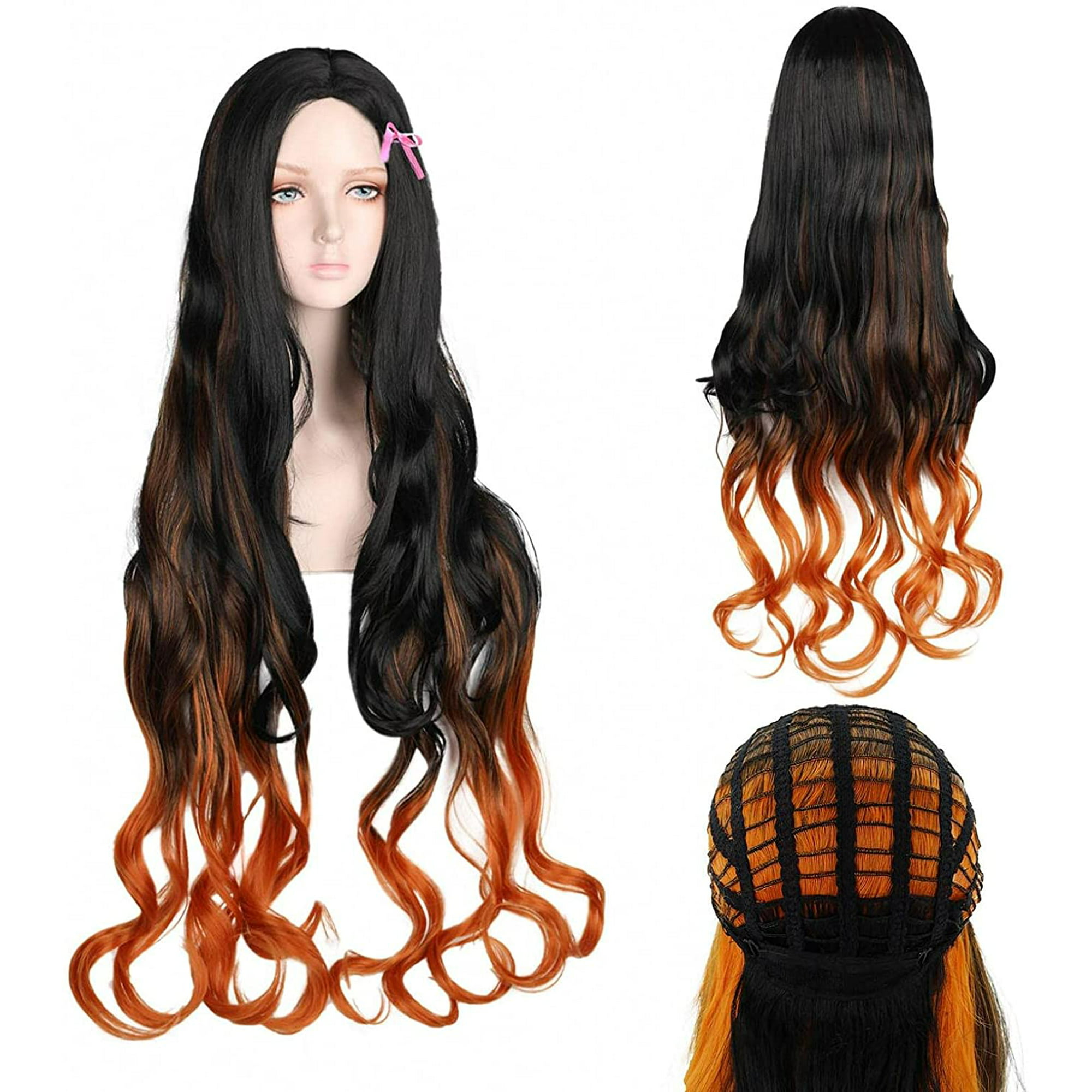 Anime Kamado Nezuko Cosplay Wigs,Ombre Black Orange Gradient Long Curly Hair  Role Play Hair Wigs,100% Brand Soft Natural Wavy 150% Density,No Tangle,No  Shedding for costume party '' | Walmart Canada