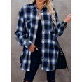 thumbnail image 3 of Camisa A Cuadros Para Mujer, Pu?os Con Botones Amigables Con La Piel, Cuello De Solapa Versátil, Camisa A Cuadros Suelta De Manga Larga Con Bolsillos En El Pecho Para La Escuela ANGGREK Otros, 3 of 6