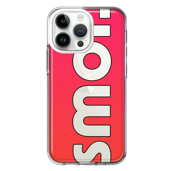 MUNDAZE Case for Apple iPhone 15 Pro Max Slim Hard Shell Soft TPU Hybrid Shockproof Heavy Duty Protective Phone Cover - Red Pink Clear Funny Text Quote Smol