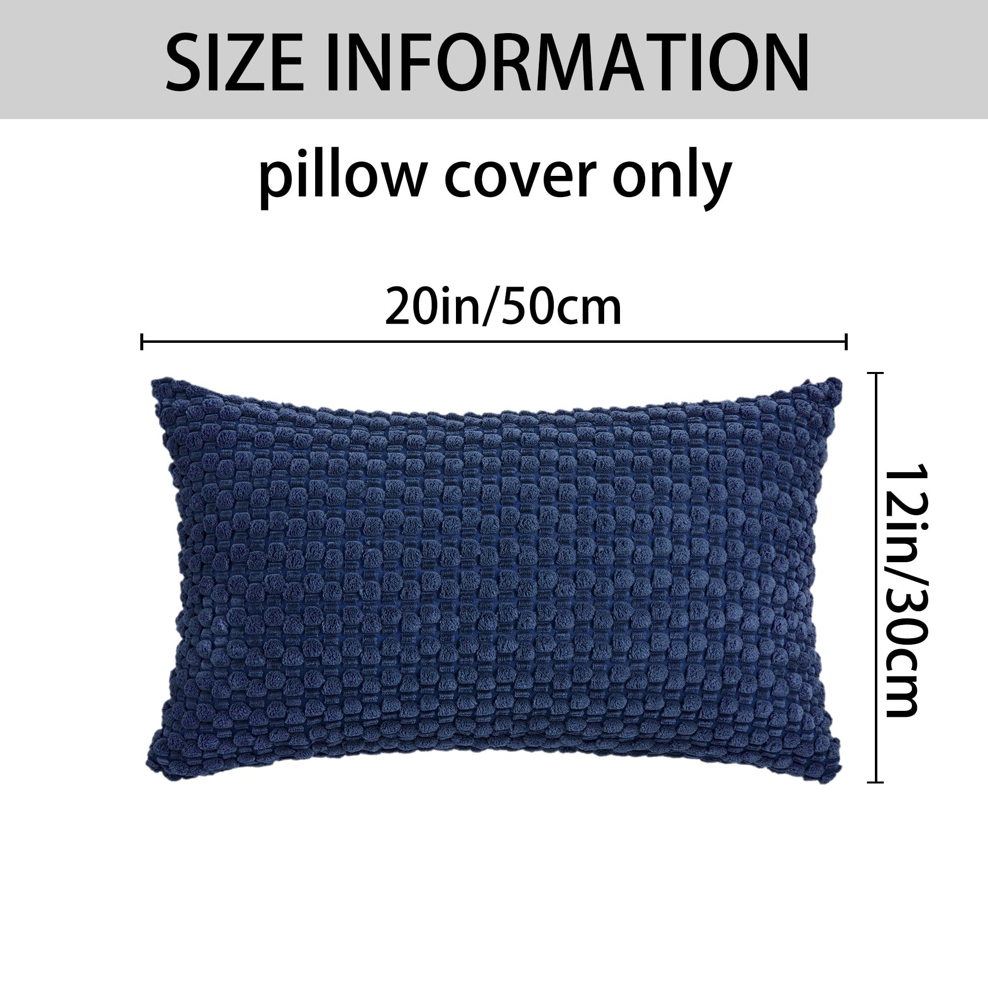 Unique Bargains Corduroy Throw Pillow Covers Set of 2 Dark Blue 20" x 12"