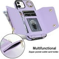 thumbnail image 4 of for iPhone 12 Case Wallet with Strap for Women,Crossbody Lanyard and Wristlet Strap,Zipper Pocket,Credit Card Holder,Ring Stand,RFID Blocking Phone Wallet Cases(6.1 inch,Purple), 4 of 9