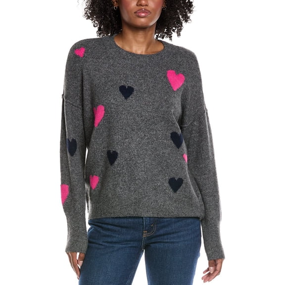 CeCe womens Heart Pattern Sweater, XL, Gray