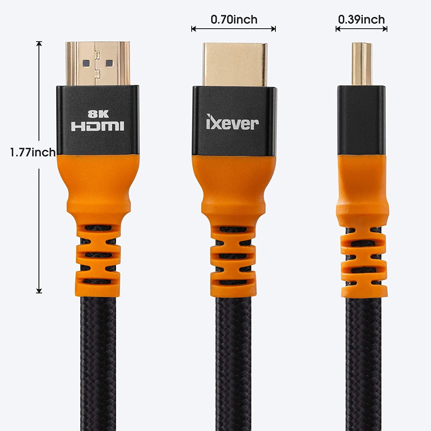 HDMI Cable 8K 16ft Certified, iXever Ultra 48Gbps High Speed 8K@60 4K@120 4K@144Hz Braided HDMI 2.1 Cable Cord Support eARC HDR10 HDCP 2.2&2.3