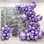 MOXMAY 100 Pieces Chrome Purple Balloons 18In 12In 10In 5In Different Sizes Metallic Party Balloon Kit for Birthday Halloween Christmas Wedding Baby Shower Bride Party Decoration (Chrome Purple)