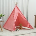 thumbnail image 4 of Teepee Tent for Kids, Natural Cotton Canvas Teepee Play Tent White/Pink, Toys for Girls/Boys Indoor & Outdoor Playing, 4 of 14