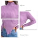 thumbnail image 5 of Suéter de mujer Cuello alto Manga larga Asimétrico Moda Mujer Suéter de ajuste casual Púrpura L, 5 of 6