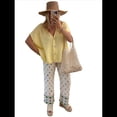 thumbnail image 3 of Suéter de Punto Informal de Verano para Mujer, de Corta, Holgado, con Botones y Cuello en V, Color Amarillo, Talla S, 3 of 8