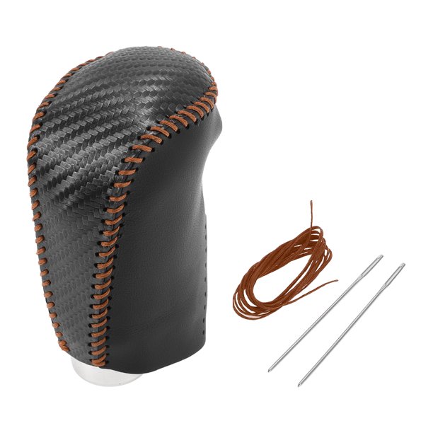 Cubierta de Pomo de Cambio de Marcha Unique Bargains Protector de Mango de Cambio para Nissan Rogue Sport 2017-2022 Fibra de Carbono Negra Cuero Sintético Marrón 1 Pc Antideslizante