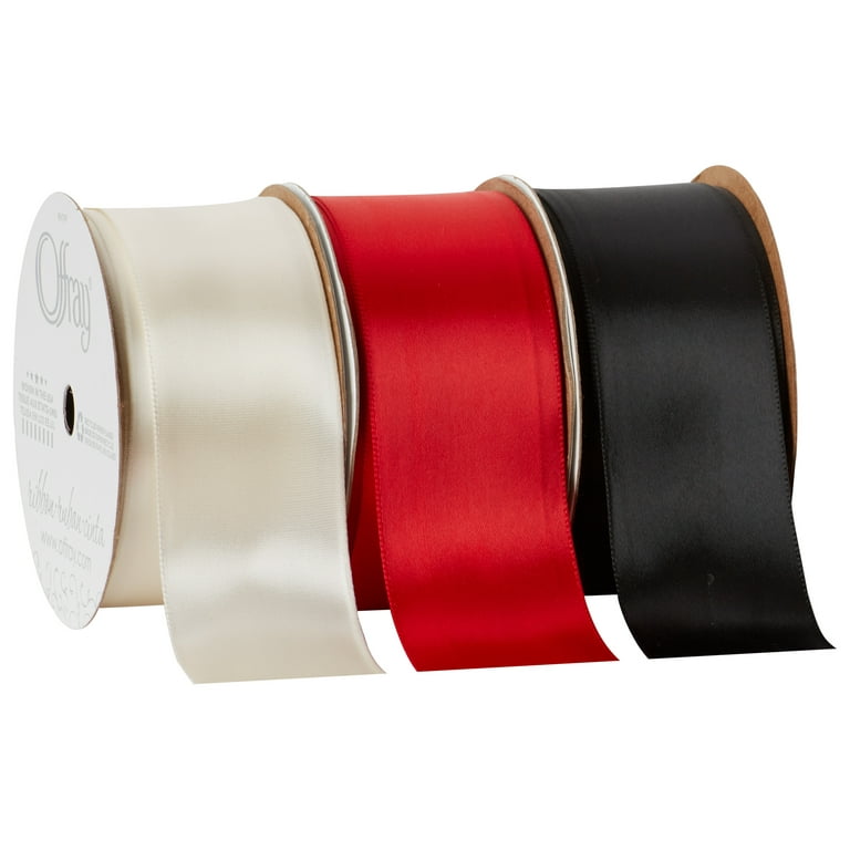 Offray Ribbon, Red 1 1/2 inch Single Face Satin Polyester Ribbon, 12 feet 