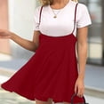 thumbnail image 2 of Minivestido de fiesta con cintura elástica plisada para mujer - Falda con tirantes tipo suspensorio, vestido informal/de negocios de poliéster, 2 of 4