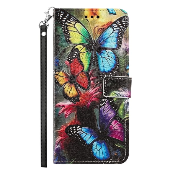 ShellTech Wallet Case for iPhone 17 Pro, Floral Pattern PU Leather Flip Folio TPU Interior Cover with Credit Card Holder Slots, Cash Pocket, Kickstand, Magnetic Closure & Detachable Wrist Strap,A