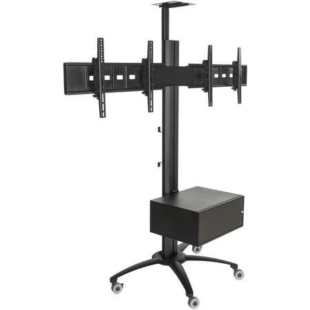 Locking Stand - Displays2go LPGP36WB2C Heavy Duty TV Stand for Dual Flat Screens, 30-60