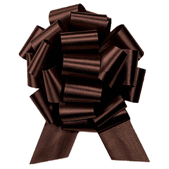PMU Pull String Bows - Gift Bows for Wedding, Birthdays & Anniversaries - Ribbon Bows for Flowers & Basket Decoration - Large Bow for Gift Wrapping - Brown 8 Inch 20 Loops (1/pkg) Pkg/1