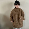 thumbnail image 2 of Odeerbi Kids Boys Girls Quilted Padded Coats Children's Cotton-padded Coat Velvet Thickened Warm Winter Mid-length Cotton Coat Baby Coat Coffee 9-10 Years, 2 of 9