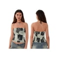 thumbnail image 3 of Michellecmm Women's Summer Tube Tops Strapless Sleeveless Floral Print Shirred Bandeau Crop Tops Lettuce Trim Shirts, 3 of 9