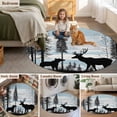 thumbnail image 5 of 8ft Washable Large Round Rug, Black Bear Elk Non-Slip Circle Area Rug for Living Room Dining Room, Blue White Wood Grain Forest Animal Nature Indoor Floor Mat for Home Decor, 5 of 8