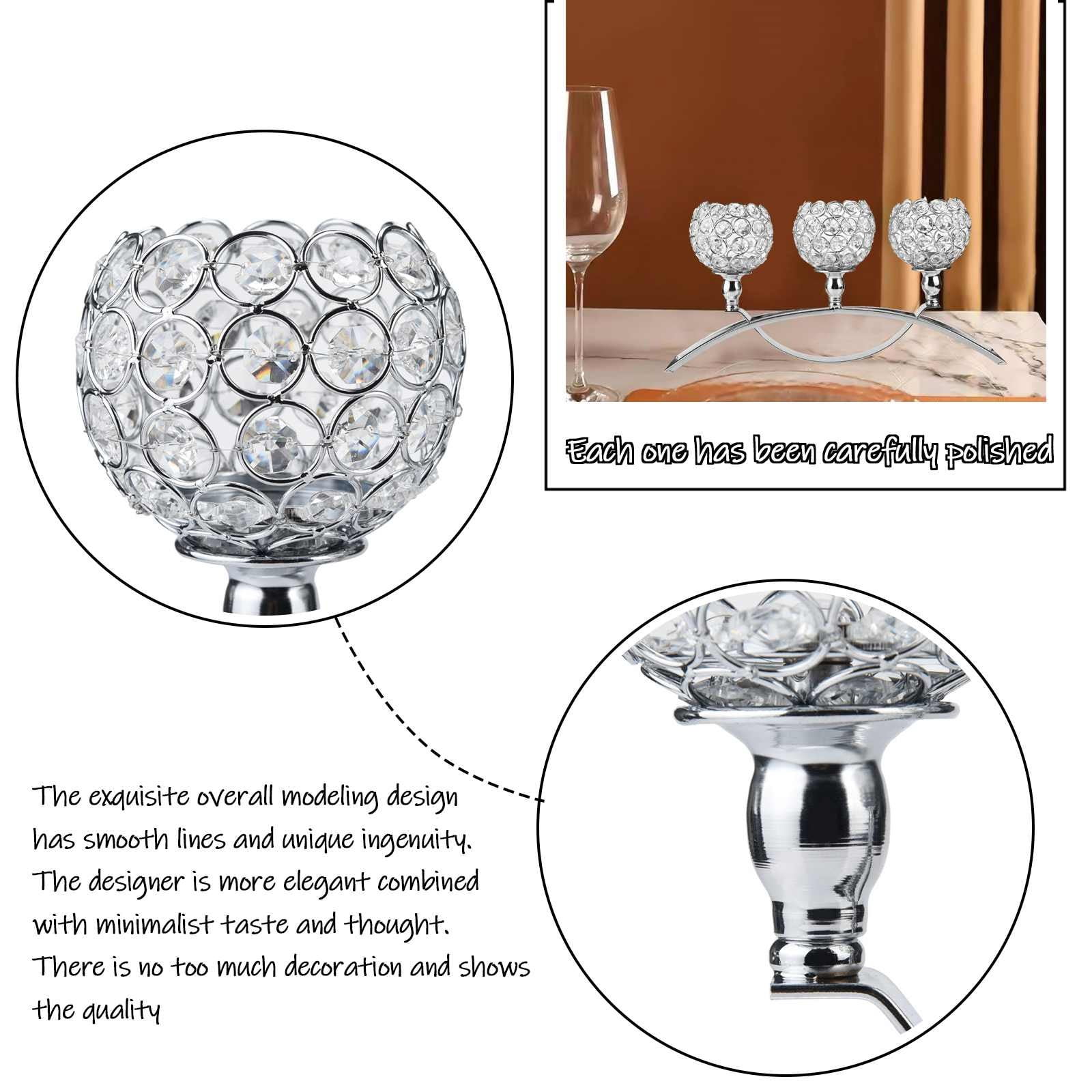 Floleo Crystal Candle Holders 3 Wick Gold Centerpiece Table Decorations For Dining Room Living Room Bling Votive Tealight Candle Holder Coffee Dining Table Centerpiece Decor Christmas Decorations