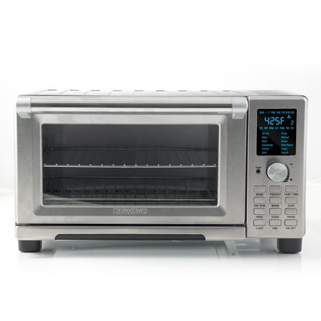 Nuwave Bravo Air Fryer Toaster Smart Oven, 12-in-1 Countertop Convection, 30-QT XL Capacity, 50°-500°F Temperature Controls, Top and Bottom Heater Adjustments 0%-100%, Brushed Stainless Steel Look