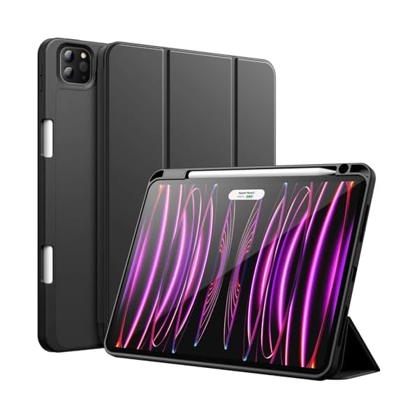 wonim11 JETech Case for iPad Pro 11 Inch 2022/2021/2020 Model (4th/3rd/2nd Generation), with Pencil Holder, Support 2nd Pencil Charging, Slim Tablet Cover with Soft TPU Back, Auto Wake/Sleep (Black)