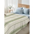 thumbnail image 4 of Queen Flat Sheet Only Rustic Sage Green Stripe on Linen Soft Microfiber Cooling Bedding Sheets Minimalist Line Texture Flat Bed Sheet for Hotel,Home Decor, 4 of 7