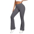 thumbnail image 3 of ClodeEU Women's High Waist Flare Leg Yoga Pants,Solid Color Quick Dry Stretch Workout Leggings Gray,Women's Plus L, 3 of 7