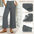 thumbnail image 3 of SWQZVT Womens Wide Leg Pants with Pockets High Waist Casual Trousers Palazzo Casual Womens Clothes Drawstring Trousers Adjustable Waisted Slacks, 3 of 9