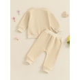 thumbnail image 4 of Suealasg 2Pcs Little Girl Birthday Outfits Long Sleeve Letter Embroidery Pullover + Pants Set 6M 1T 2T 3T 4T 5T Toddler Kids Girls Fall Clothes, 4 of 7