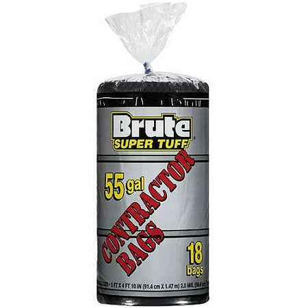 Brute Super Tuff Contractor Bags & Ties 55 Gallon, 18 ct