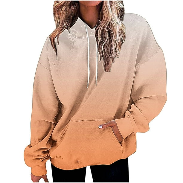 Neewe Womens Hoodies Fall Long Sleeve Drawstring Pullover Tops With Pockets Fashion Loose Casual Sweatshirt For Women