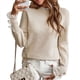 thumbnail image 3 of Suéteres para Mujer, Jersey de Punto con Botones, Larga y Cuello Alto con Volantes. Albaricoque L, 3 of 10