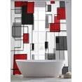 thumbnail image 5 of Sheer Curtains 84 inches Long 2 Panels Set Red Black and Grey Light Filtering Sheer Drapes Rod Pocket Window Curtains for Living Room/Bedroom, Geometric Modern Abstract Art, 5 of 8