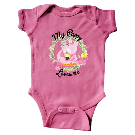 

Inktastic Baby Flamingo My Pappy Loves Me with Flower Wreath Gift Baby Boy or Baby Girl Bodysuit