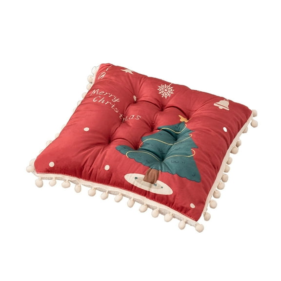 Luoshdecor Kitchen Chair Cushions,Square Soft Flocked Christmas Pine Chair Pad for Home Party Decor 15.7 in