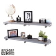 thumbnail image 3 of 36 in. x 7.5 in. x 6.75 in. Riverstone Grey Restore Wood Wall Shelving with Industrial Steel Pipe Straight Brackets, 3 of 9