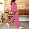 thumbnail image 4 of Szluipve 2 Piece Sets for Women Full Zip‑Up Hoodie 2 Piece Tracksuit Set Drawstring Zip Hooded Jacket & Elastic Waist Wide Leg Pants Casual Loungewear Outfit with Side Pockets Hot Pink S, 4 of 6
