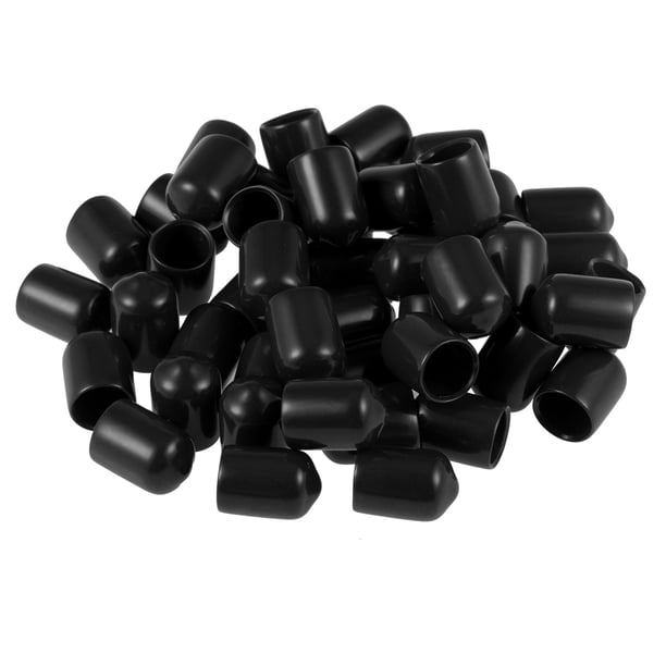 Protectores de rosca de tornillo 3/8" ID Tapa Redonda Cubierta Negra de Tubo 50uds Unique Bargains Protectores de rosca de tornillo