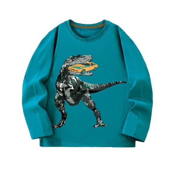 Kiijoy Toddler Boy's Long Sleeve T Shirt Dinosaur Graphic Cotton T-Shirt Top, Sizes 2-3