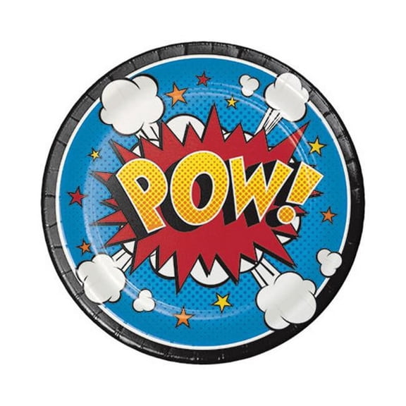 Hoffmaster Group 324836 Superhero Slogans Luncheon Plate, Pack of 12 - 8 Per Pack