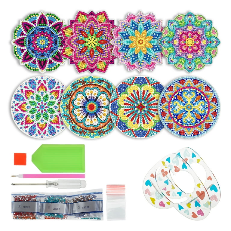 8 PCS Diamond Painting Coasters with Holder, DIY Marble Cup Coasters  Diamond Art Kits with Diamond Painting Pen, Shining Drink Coasters Cork  Base, Arts and Crafts for Adults Kids (Marble Style) 