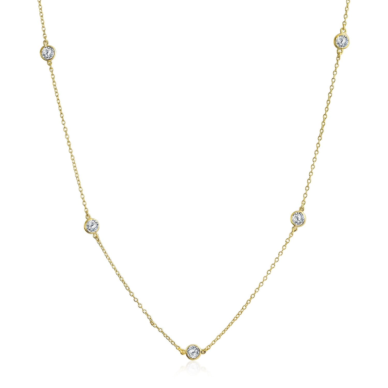 CZ By The Yard Tin Cup Chain Layer Necklace Gold Plated Sterling ...