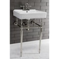 thumbnail image 4 of Kingston Brass KVPB2018W46 Edwardian 20" Porcelain Console Sink with Brass Legs (4-Inch, 3-Hole), White/Polished Nickel, 4 of 8